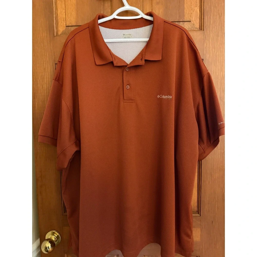Columbia PFG Fishing Shirt Mens 4X Burnt Orange Vented Outdoor Polo